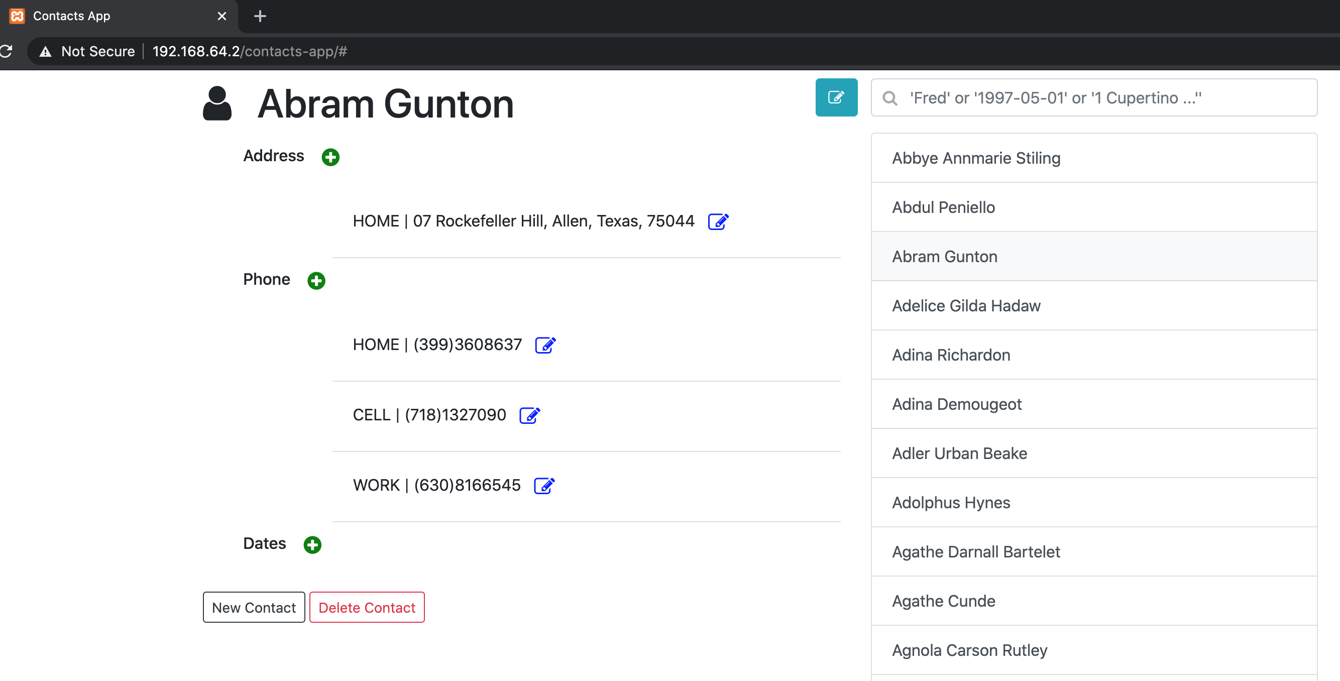 Contact App Demo